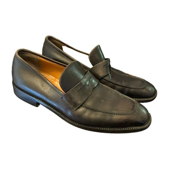 SALVATORE FERRAGAMO BLACK CALFSKIN LEATHER PENNY LOAFER size 8 men’s - Picture 2 of 15